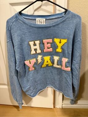 Hey Y’all” Mineral Wash Chenille Patch Sweatshirt